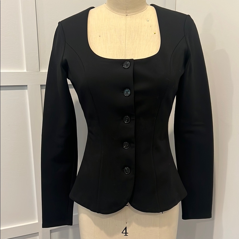 Aritzia Longline Jacket - Black - Stretch Ponte